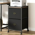 thumbnail image 1 of 2 Drawer File Cabinet, Mobile Filing Cabinet for Home Office Fits A4 or Letter Size, Fabric Vertical File Cabinet with Wheels, Home Office Small Under Desk Storage Cabinet, Rustic Black, 1 of 7
