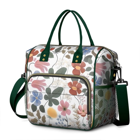 Pioneer Flower Floral Print Pattern Womens Lunch Box for Work,Insulated Large Lunch Bag for Tween and Teen,Loncheras Para Mujer,Leakproof Adult Lunch Bag for Work,Beach,Travel,Picnic,Camping