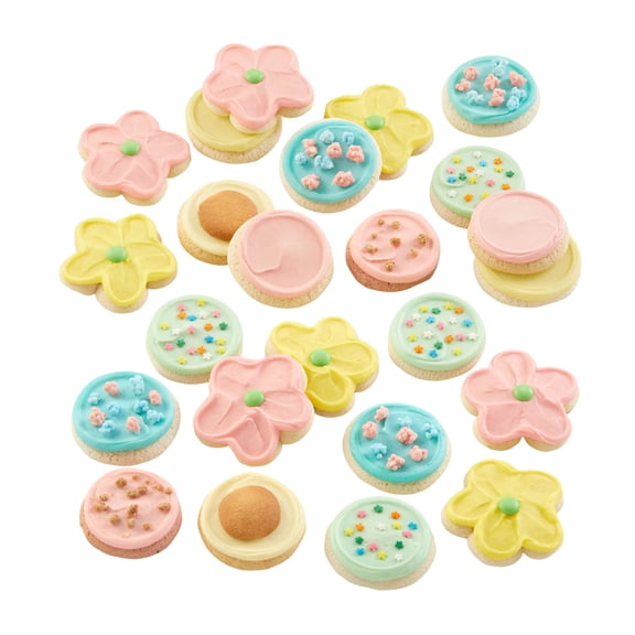 Cheryl's Cookies Fruit-Flavored Variety Spring 24 Cookie Gift Box Pastel Buttercream-Frosted Cutout Flowers, Individually Wrapped