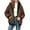 Brown, variant on Women’s Water‑Resistant Hooded Fleece Lined Jacket, Zip‑Up Winter Windbreaker with Ribbed Cuffs, Loose Casual Outer Coat with Pockets