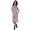 thumbnail image 6 of Moomaya Womens Straight Short Sleeve Dress Plain Casual Relaxed Fit Dresses w/ Pockets, 6 of 8