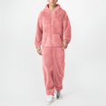thumbnail image 2 of Men Artificial Wool Long Sleeve Pajamas Casual Solid Color Zipper Loose Hooded Jumpsuit Pajamas Casual Winter Warm Rompe 1 Piece Suit On Sleepwear, 2 of 6