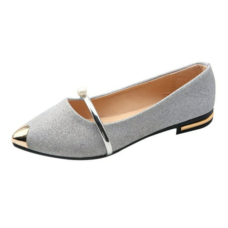 Ladies Casual Office Frosted Shoes Elegant Women Flat Shoes With Pointed Toe Comfortable Low Heel Low-bottom Shallow Size (Best Casual Office Shoes)