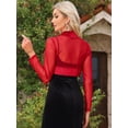 thumbnail image 3 of DARING DIVA Women's Mesh Coverup Open Front Long Sleeve Satin Shrug XS Red, 3 of 6