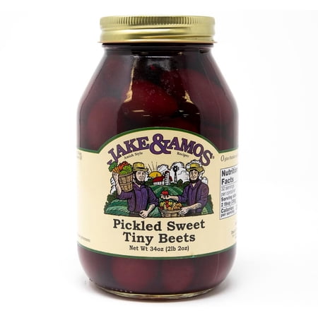Jake and Amos Pickled Sweet Tiny Red Beets, 34 Oz. Pack of 4
