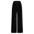 thumbnail image 4 of IWRICH Women's Velvet Pants Drawstring Waist Wide Leg Casual Home Pants Black S, 4 of 5