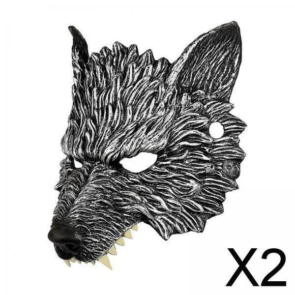 BELOVING 2xLuxury Wolf Half Face Cosplay Costume Masquerade Fancy Dress for Party