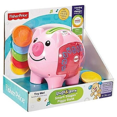 Fisher-Price Laugh & Learn Light Pink Plastic Piggy Bank