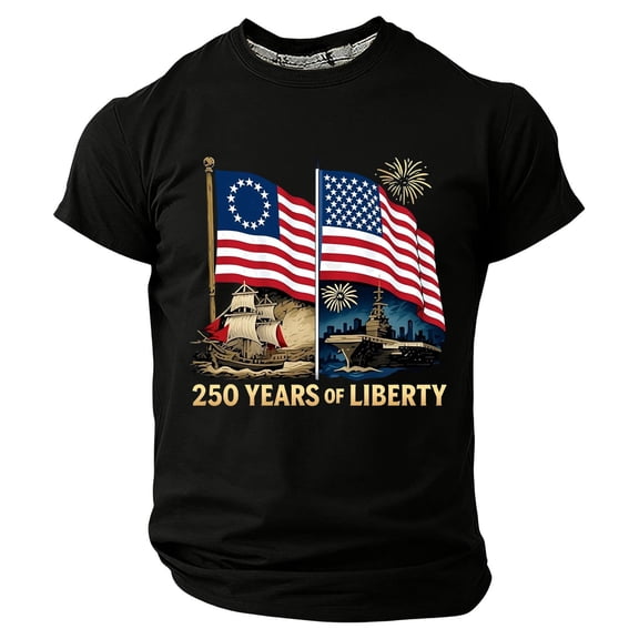 Tiijoy Boys 4th of July T-Shirt America's 250th Short Sleeve Crewneck T-Shirt, Sizes 1-13