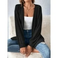 thumbnail image 5 of Womens Cardigan Sweater Long Sleeve Lightweights Open Front Curved Hem Ribbed Knit Cardigan Coat Black M, 5 of 9