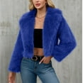 thumbnail image 4 of Olyvenn Womens Faux Fur Coat Lapel Open Front Cropped Fluffy Jacket Shaggy Fashion Warm Winter Outwear Coat Blue M, 4 of 6