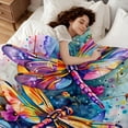 thumbnail image 3 of Dragonfly Blanket Gifts for Women Adults Dragonfly Lover,Soft Plush Elegant Dragonflies Throw Blanket for Bed Couch Office Travel 50"x40", 3 of 7