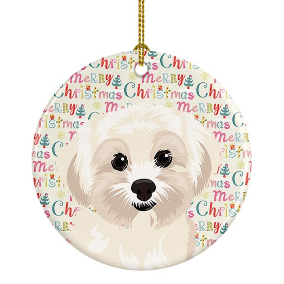 Shih-Tzu Gold #4 Christmas Ceramic Ornament 2.8 in x 2.8 in
