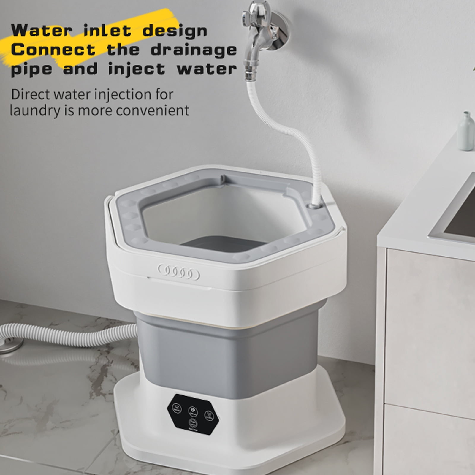 Foldable Washer Space Saving Design Energy Saving 60W Washing Machine Plastic Texture Perfect for Home Dorm Storage
