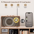 thumbnail image 3 of Altavoz retro Bluetooth FREEFISH, radio portátil, decoración vintage, 3 of 9