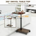 thumbnail image 4 of Beuway Edge-Raised C-Shaped Side Table with Wheels,Height Adjustable & 360°Swivel Top End Table(Vintage Brown Grain), 4 of 10
