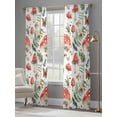 thumbnail image 3 of Red Mushroom Sheer Curtains 108 Inch Length 2 Panels Set, Summer Botanical Butterfly Green Voile Window Treatment Semi Sheer Long Curtains Drapes for Bedroom/Living Room/Kitchen 52"x108"x2, 3 of 7