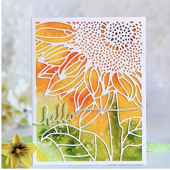 Troquel metálico de corte Lapoo girasol 14 x 11 cm para scrapbooking