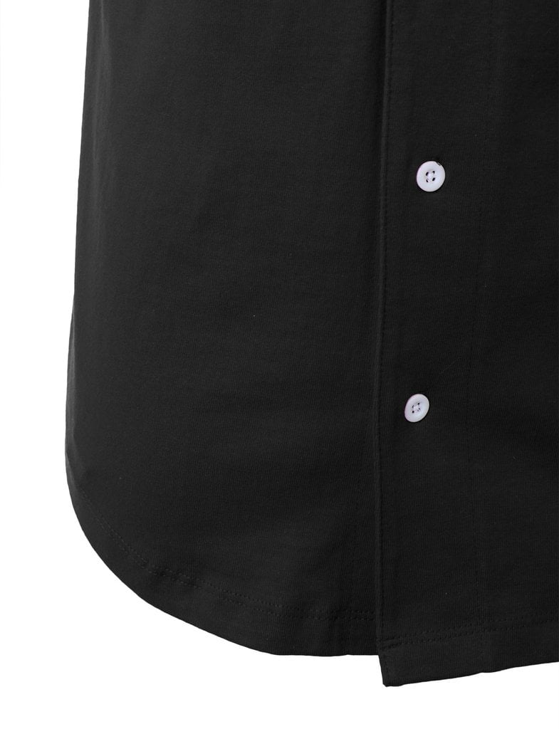 Ma Croix Men's Cotton Baseball Jersey Plain Button Down Short Sleeve Atheletic Sports Tee Shirts