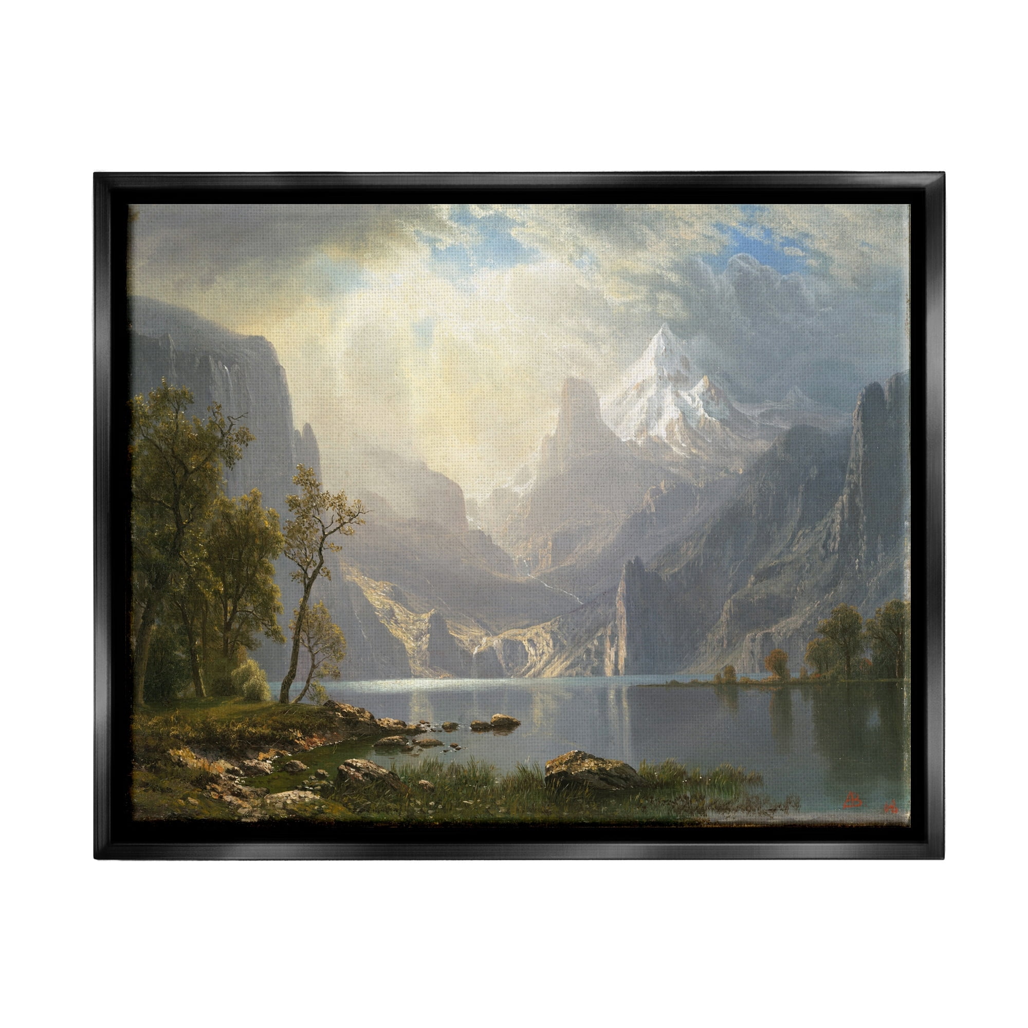 Stupell Industries American Landscape Classic Albert Bierstadt Luminous Painting Painting Jet Black Floating Framed Canvas Print Wall Art, Design by one1000paintings