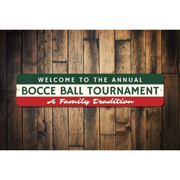Bocce Ball Tournament Novelty Decor, Metal Wall Sign - 4x18 Inches