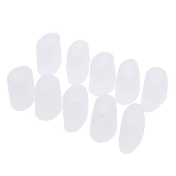 5 pares de fundas de silicona para dedos de los pies, protectores de callos y separadores. Blanco A