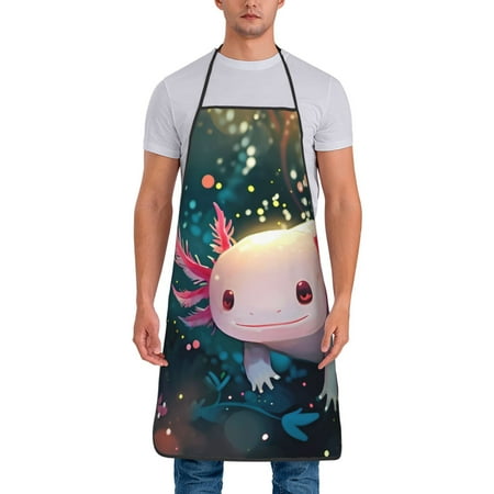

Lukts Whimsical Axolotl Fantasy Print Unisex Tie-Up Aprons Bibs for Chef Kitchen Grill Beverage Shop
