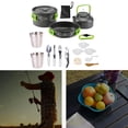 thumbnail image 3 of Utensilios de cocina al aire libre Sartenes para acampar Juego de Hervidor de té antiadherente Herramienta de cocina Tazón Taza Cuchara plegable Tenedor Cuchillo Vajilla Cola utensilios de cocina al aire libre, 3 of 8