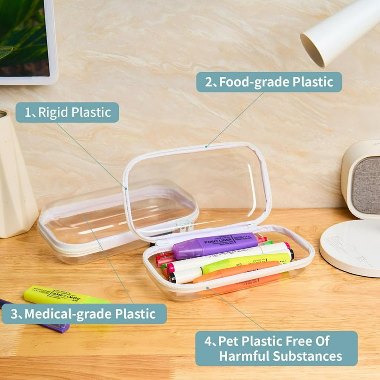 Set of 2 - Hard Sided Clear Zipper Case for Storage - Professional