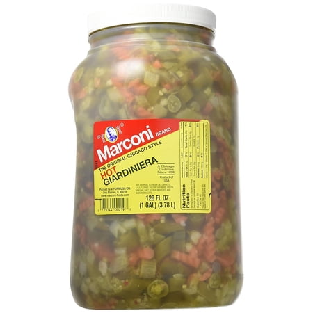 Marconi - The Original Chicago Style Hot Giardiniera - Gallon Plastic Jug 128 Fl Oz (Pack of 1)
