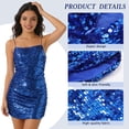 thumbnail image 5 of Womens Sparkly Sequin Mini Dress Sleeveless Shiny Spaghetti Strap Bodycon Short Dress Glitter Disco Cocktail Party Clubwear, 5 of 8