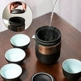 thumbnail image 7 of Ceramic Teapot Travel Tea Set: Portable Tea Set with Travel Bag, 1 Pot 2 Cups Porcelain Tea Cup Set, Mini Tea Pot Set for Home Office Outdoor Camping Picnic (Black 3Cups), 7 of 7