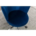 thumbnail image 7 of Desk Chairs With Wheels, Shell Design Swivel Barber Vanity Executive Office Chair With No Arms For Living Room Bedroom, Blue, 7 of 7