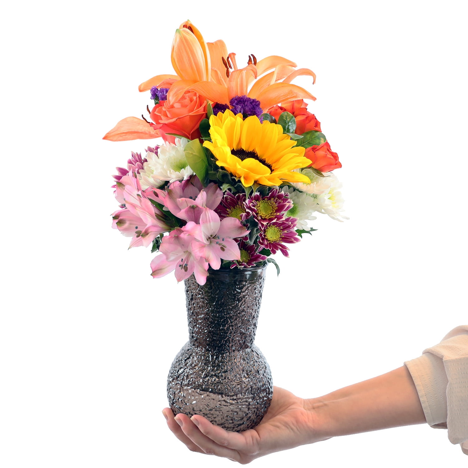 Mixed Flower Bouquet Large with Vase, Colors May Vary