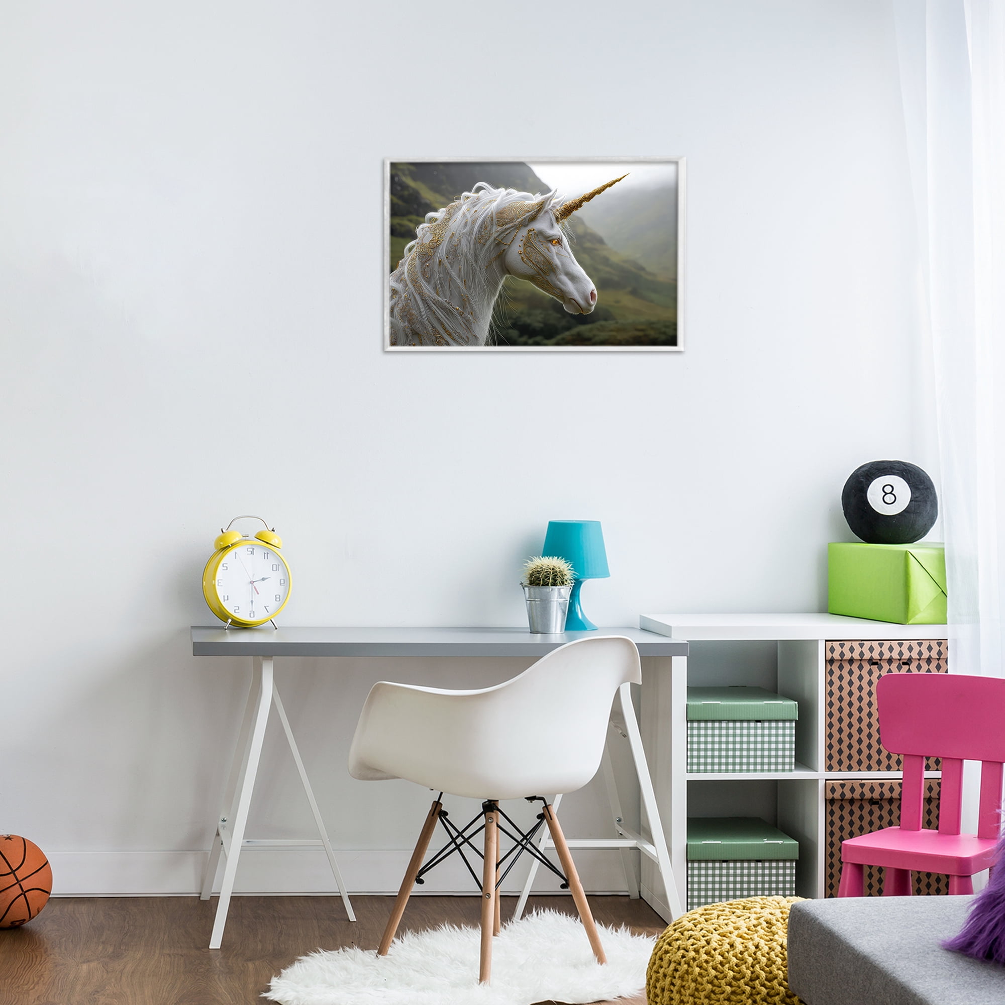 Stupell Industries Ornate Celtic Unicorn White Framed Giclee Art, design by The Wands Want