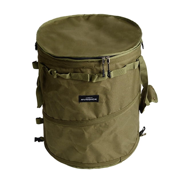 Camping Trash Can Foldable Portable 13 Gallon with Zippered Lid for Camping Recycling Green