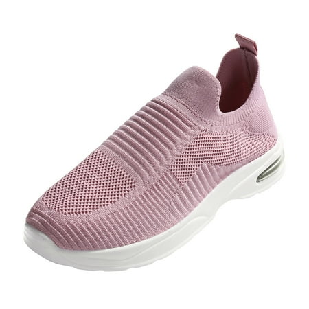 

iOPQO Women s sneakers Mesh Sports Fashion SlipOn Sneakers Outdoor Women Breathable Runing Shoes Shoes Women s Sneakers Ladies Flyknit Mesh Cover Pink 38