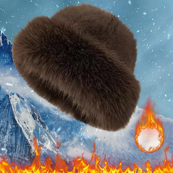 CFMIURAN Women’S Faux Fur Bucket Hat, Thick Plush Mongolian Beanie for Cold Weather, Windproof Outdoor Cap with Warm Lining, Versatile Fashion Headwear for Men Women