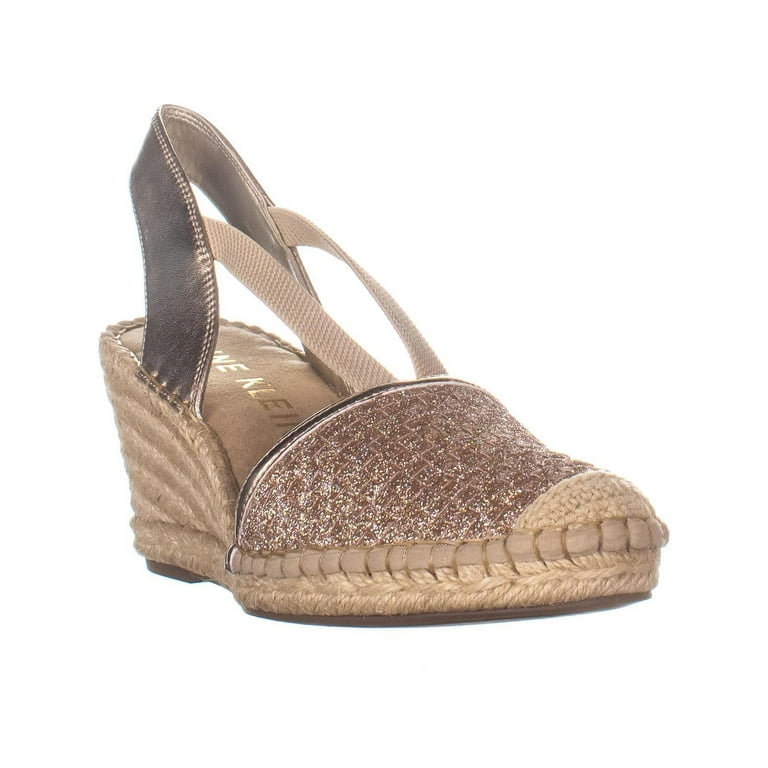 Womens Anne Klein Aneesa Espadrille Wedge Sandals Rose Gold 8 US Walmart