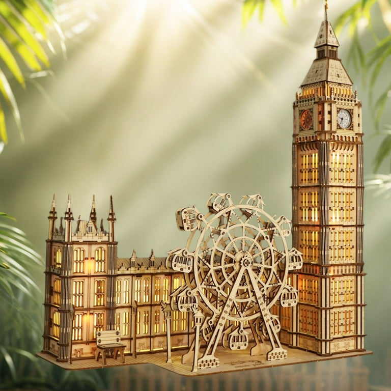 3D Wooden Puzzles - Big Ben Clock Tower Model Kit, Architectural