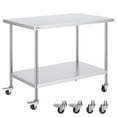 thumbnail image 1 of VEVOR Stainless Steel Work Table Commercial Prep Table 30x48 Inch With 4 Casters, 1 of 9