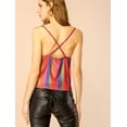 thumbnail image 4 of Allegra K Top De Camisola Cuello Redondo Escote Metálico Brillante Correa De Espagueti Blusa Sin Mangas Para Mujer Multicolor Rojo L, 4 of 6