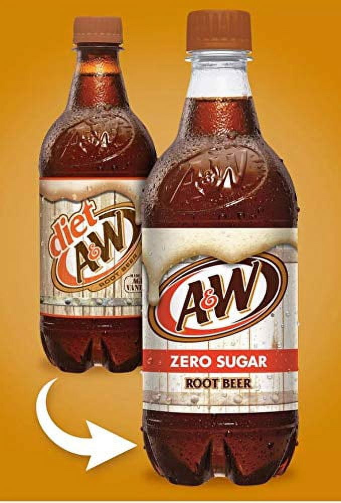 A&W Zero Root Beer, 20 Fl Oz Bottles, (Pack of 16, Total of 320 Fl Oz)