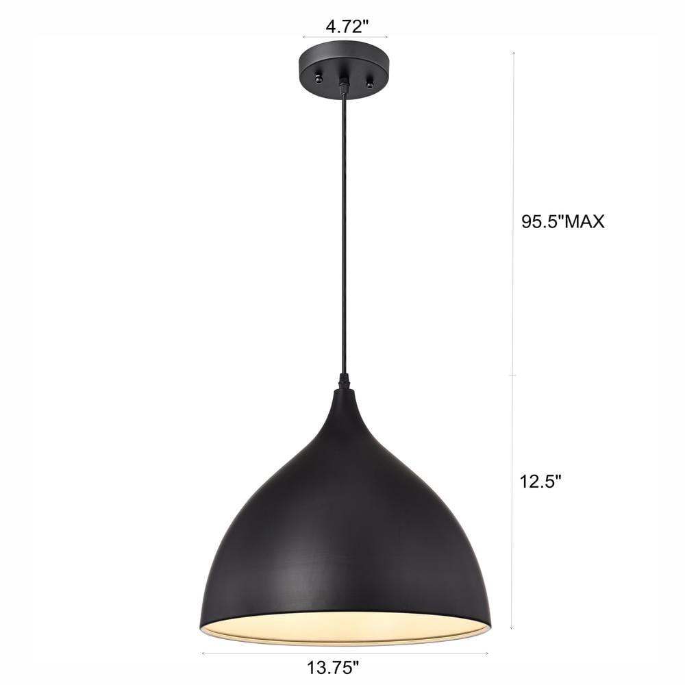 CHLOE Walter Industrial 1 Light Textured Black Mini Pendant Ceiling Fixture 14"