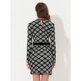 thumbnail image 3 of Vestido ajustado sexy para mujer Vestidos a cuadros con panel de malla Negro XL, 3 of 4