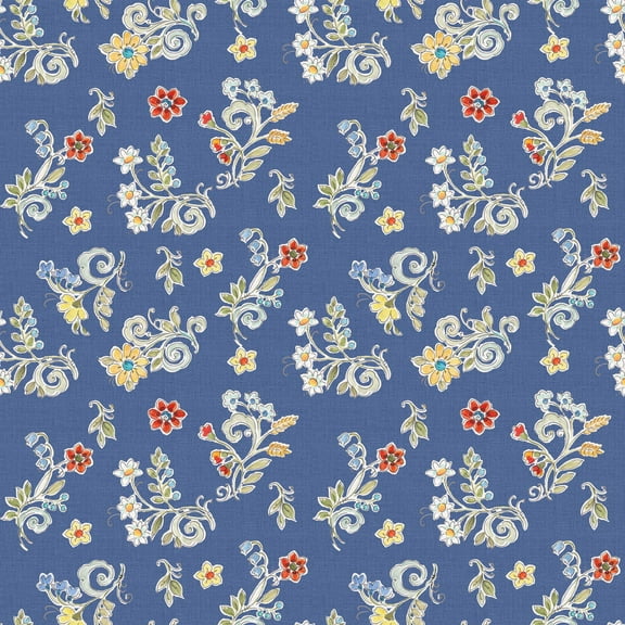 David Textiles Morning Bloom Ditsi Blue Cotton 1 Yard Fabric Cut