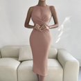 thumbnail image 2 of Sngxgn Women Long Tank Tops Ankle Length Maxi Dress Bodycon Sleeveless Racerback(Khaki,XXL), 2 of 6