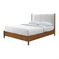 thumbnail image 3 of Carry Queen Bed, Beige Boucle Upholstered Headboard Walnut Brown Solid Wood, 3 of 7