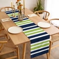 thumbnail image 3 of Navy Blue Green Striped Table Runner - 108 Inch Long, Kitchen Dining Table Runner Dresser Scarves, Modern Minimalist Ombre Lines Farmhouse Decor for Coffee Tables Wedding Party Banquet, 3 of 8