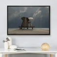 thumbnail image 3 of wall26 - Framed Canvas Prints Wall Art - Elephant and Dog Sit Under The Rain | Modern Wall Decor/Home Decoration Stretched Gallery Canvas Wrap Giclee Print. Ready to Hang - 16&quot;x24&quot; Black, 3 of 5